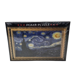 Puzzle 1000 Piese, 50 x 75 cm, Model Noaptea Înstelată de Vincent van Gogh, Peisaj Artistic, Joc de Logică și Relaxare pentru Copii și Adulți
