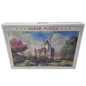 Puzzle 1000 Piese, 50 x 75 cm, Model Castel de Poveste cu Curcubeu și Peisaj Fantastic, Joc de Logică și Relaxare pentru Copii și Adulți