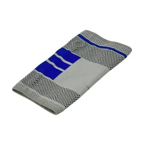 Suport Elastic pentru Genunchi, Bandaj Compresiv, Culoare Albastru cu Gri, Design Ergonomic, Fără Cusături, Respirabil, Ideal pentru Sport