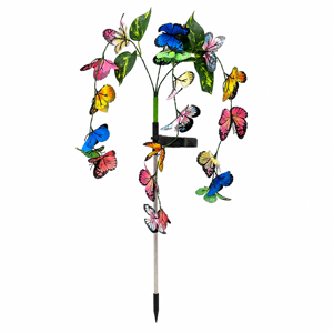 LAMPĂ SOLARĂ DE GAZON CU FLUTURI 90 CM SET 2 BUCĂȚI PENTRU ILUMINARE ȘI DECOR EXTERIOR