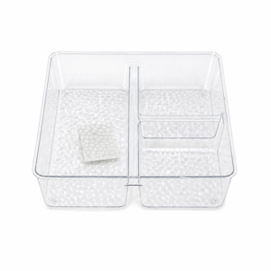 Organizator cosmetic transparent cu 3 compartimente – Cutie depozitare pentru machiaj, accesorii și produse de îngrijire personală