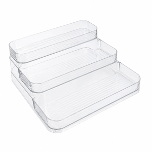 Organizator cosmetice transparent cu 3 niveluri – Suport etajat pentru machiaj, parfumuri și produse de îngrijire personală