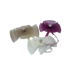 Prindere Decorativă pentru Perdele – Set 2 Funde din Material Plasă cu Panglică, Disponibil în Maro Deschis, Violet și Alb