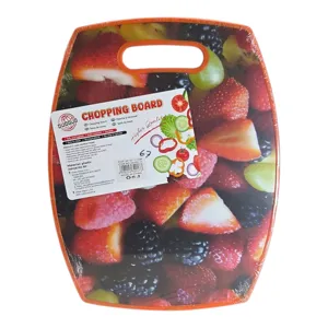 Tocător de Bucătărie 38 x 30,1 cm, Planșă pentru Tăiat Fructe și Legume, Model Fructe de Pădure, cu Mâner Integrat