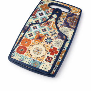 Set 2 tocatoare bucatarie plastic cu maner 30x19 cm si 36.5x22.5 cm, design decorativ multicolor, tocator alimente