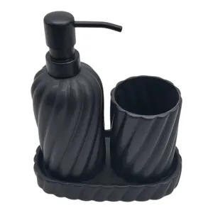 Set 3 Accesorii pentru Baie – Dozator Săpun, Pahar și Suport pentru Periuțe de Dinți