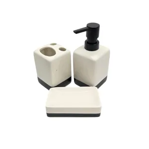 Set 3 Accesorii pentru Baie – Dozator Săpun Lichid, Pahar pentru Periuțe de Dinți și Suport pentru Săpun, Design Modern pentru Baie