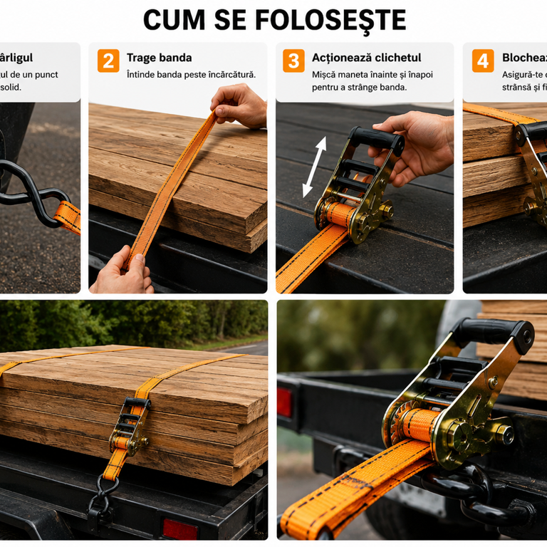CHINGĂ DE FIXARE CU CLICHET ȘI CÂRLIGE 4.5M × 25MM