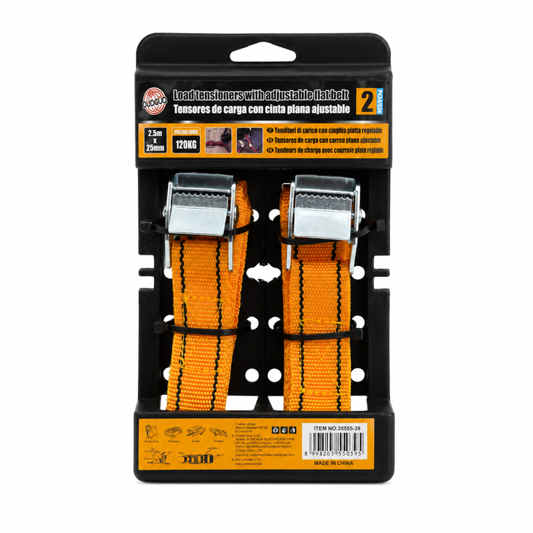 CHINGĂ DE FIXARE CU CLICHET ȘI CÂRLIGE 2.5M × 25MM