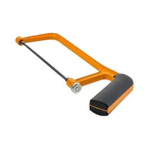 Fierăstrău Tip Bomfaier Compact pentru Metal, Cadru Metalic Portocaliu, Mâner Ergonomic Antiderapant, Sistem Reglaj Manual
