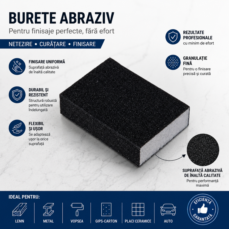 Burete abraziv pentru curățare și îndepărtare murdărie persistentă