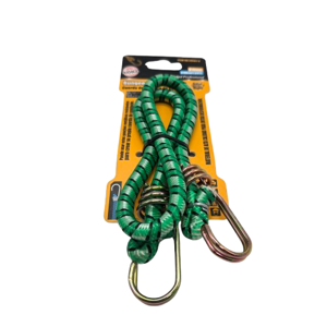 Chingă Elastică pentru Fixarea și Ancorarea Bagajelor, cu Cârlige Metalice, Model Bungee, Verde-Negru
