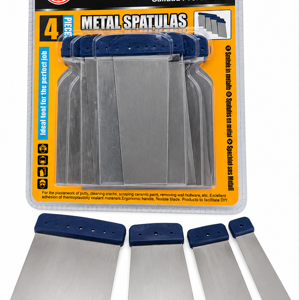 Set 4 Răzuitoare Metalice cu Mânere Ergonomice din Plastic, Dimensiuni Diferite, pentru Îndepărtarea Vopselei, Adezivilor și Curățarea Suprafețelor