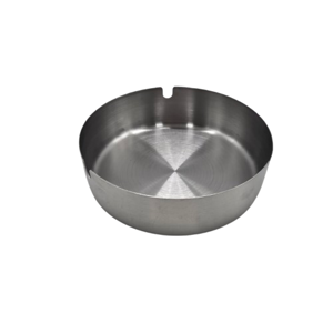 Scrumieră Rotundă din Inox, cu Suporturi pentru Țigări, Design Modern, Rezistentă și Ușor de Curățat, 12 x 3 cm, Argintiu