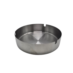 Scrumieră Rotundă din Inox, cu Suporturi pentru Țigări, Design Modern, Rezistentă și Ușor de Curățat, 13,5 x 3,5 cm, Argintiu
