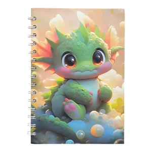 AGENDA SPIRALATĂ A5 CU 100 FILE, COPERTĂ COLORATĂ CU DESIGN DRAGON, PENTRU NOTIȚE ȘI ȘCOALĂ