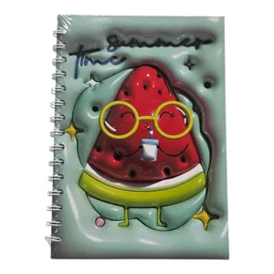 NOTEBOOK A5 CU 100 FILE, COPERTĂ 3D CU DESIGN FRUCTE COLORATE, SPIRĂ LATERALĂ, PENTRU NOTIȚE ȘI ȘCOALĂ