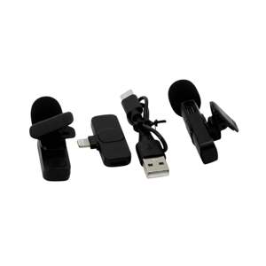 Microfon wireless dublu K9 pentru iPhone, conector Lightning, sunet clar, plug &amp; play, rază 20m, ideal pentru vlog, interviuri și podcast