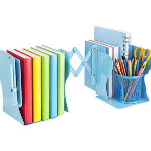 Suport Metalic Reglabil pentru Carti si Caiete, Raft Metalic Extensibil Organizator Birou pentru Carti, Manuale si Rechizite Scolare