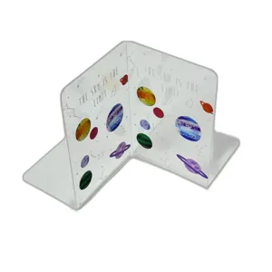 Set 2 Suporturi de Cărți din Acril cu Design Cosmos și Planete, Ideal pentru Birou sau Cameră Copii
