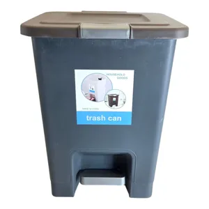 Coș Gunoi Plastic 15L cu Pedală și Capac, Recipient pentru Deșeuri Menajere, Design Compact pentru Bucătărie, Baie sau Birou