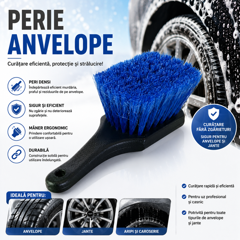 Perie pentru anvelope auto și curățare jante exterior