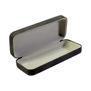 Toc ochelari rigid dreptunghiular din material PU cu capac rabatabil și interior protector