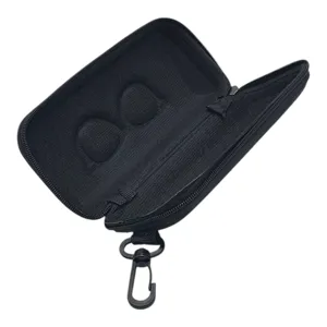Toc Rigid pentru Ochelari cu Fermoar și Carabină, Interior Căptușit pentru Protecție