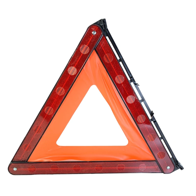 Triunghi semnalizator auto reflectorizant pliabil, accesoriu siguranta rutiera