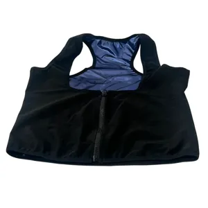 Vestă Modelatoare cu Fermoar Negru/Albastru – Compresie Abdominală, Susținere Lombară, Design Ergonomic cu Închidere Frontală, Material Elastic și Respirabil, Ideală pentru Remodelare Corporală și Postură