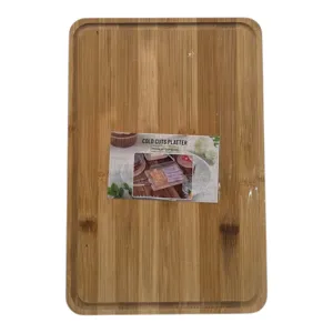Platou de Servire din Bambus cu Capac, 33,5 x 22,5 cm, pentru Aperitive, Brânzeturi și Gustări