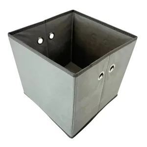 Coș Textil de Depozitare Gri – 30x30x20 cm, Cu Mânere Metalice, Structură Rigidă, Pliabil, Ideal pentru Rafturi, Dulapuri sau Dressing