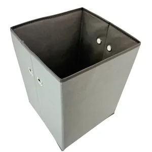 Coș Textil de Depozitare Înalt – 30x30x40 cm, Cu Mânere Metalice, Structură Rigidă și Pliabilă, Ideal pentru Haine, Jucării sau Accesorii, Culoare Gri