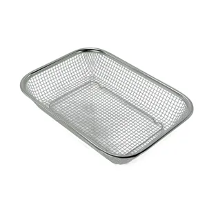 Cos Inox Tip Sita 30×22×6.5 cm – Rectangular, Perforat, Ideal pentru Scurgere, Uscare sau Organizare