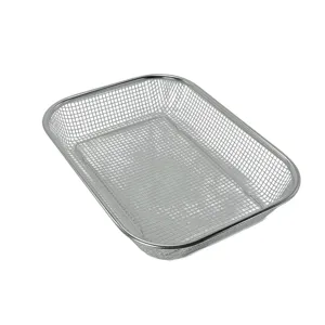 Cos Inox Tip Sita 38×28×7 cm – Cos Rectangular Perforat, Ideal pentru Uscare Fructe, Vase sau Ustensile