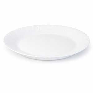 Farfurie opal model clasic val DUOGUO 24 cm, farfurie întinsă albă pentru servire masă zilnică și restaurant