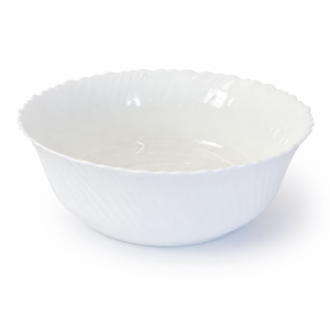 Bol opal alb 22.9 cm model clasic val Duoguo, bol mare servire salate fructe, design elegant ondulat