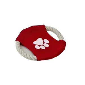 Frisbee Textil pentru Câini cu Mânere din Sfoară, Rezistent și Interactiv, Disponibil în Mai Multe Culori