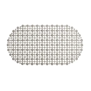 Covor de Baie Antiderapant 65 x 35 cm, Covoraș pentru Cadă și Duș, Design Oval, Drenaj Eficient, Culoare Gri