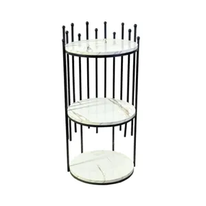 Suport de depozitare cu 3 niveluri din metal și lemn, design modern, pentru interior, 32 x 31 x 70 cm