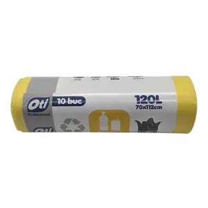 Saci Menajeri 120L, Galbeni, 70 x 112 cm, pentru Plastic și Metal, 10 Buc/Rolă