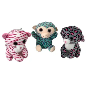 Jucarie Plus Leopard cu Imprimeu Colorat si Ochi Mari, Material Moale, Perfecta pentru Joaca, Imbratisari si Cadouri