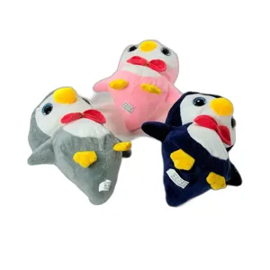 Jucărie de Plus Pinguin – Culori Albastru, Roz și Gri, Material Moale, Jucărie pentru Copii