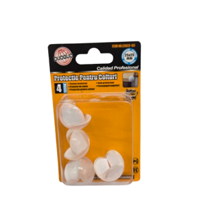 Set 4 Protecții pentru Colțuri de Mobilier, 25 x 25 mm, Material Transparent, Model Rotunjit, Protecție Antilovire pentru Copii, Siguranță pentru Casă