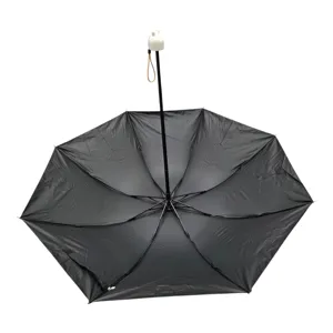 Umbrelă de Ploaie Pliabilă, Neagră cu Model Decorativ, 8 Spițe de 55 cm