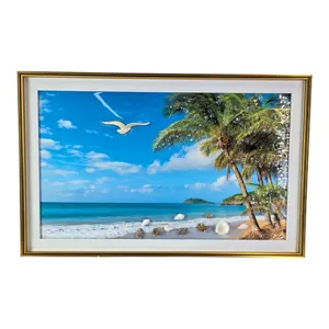 Tablou Decorativ Peisaj Marin 55 x 35 cm – Ramă Aurie pentru Perete