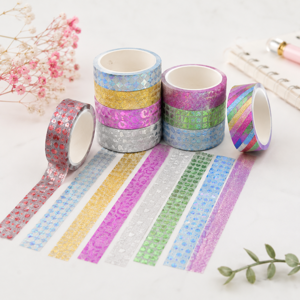 Bandă Decorativă Sclipitoare Adezivă Set 10 Role 3 m x 1,5 cm pentru DIY, Scrapbooking, Jurnal, Cadouri și Decorațiuni