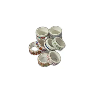 Set 10 Benzi Adezive Washi – Modele Colorate și Vesele, Accesorii Decorative pentru DIY și Craft