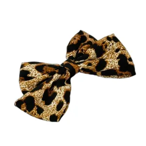 Fundă cu Imprimeu Leopard, Accesoriu Vestimentar, Material Textil Satinat, Nod Cravată, Păr, Decor Cadouri, Stil Elegant Feminin