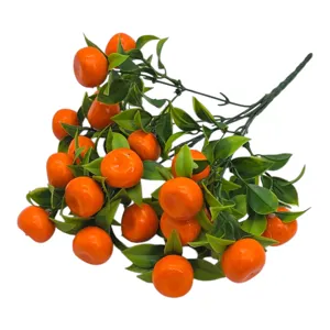BUCHET ARTIFICIAL CU MANDARINE DECORATIVE ȘI FRUNZE VERZI, PENTRU ARANJAMENTE FLORALE ȘI DECOR INTERIOR